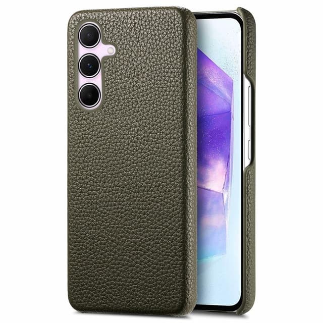 SKALO Samsung A55 5G PU-Läder Litchi Skal - Grön