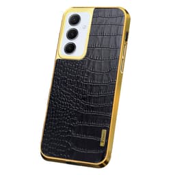 SKALO Samsung A55 5G Krokotiili Kultainen Reuna Kuori - Musta