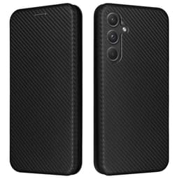 SKALO Samsung A55 5G Carbon Fiber Lompakkokotelo - Musta