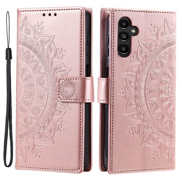 SKALO Samsung A35 5G Mandala Flip Cover - Rosa guld