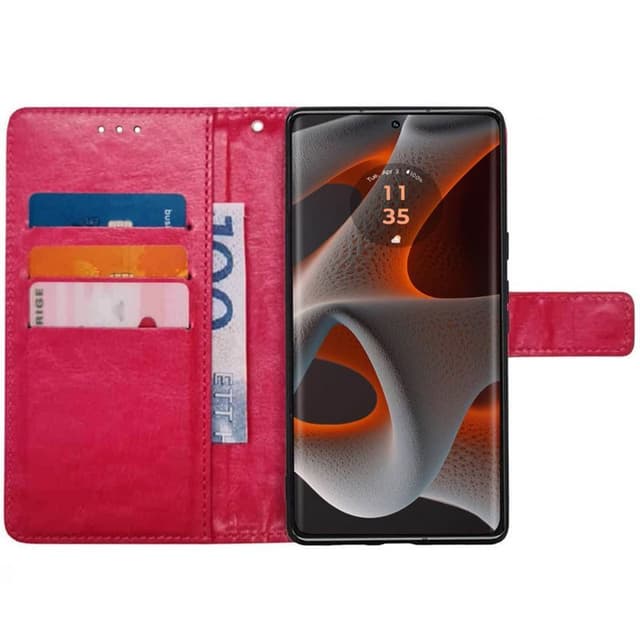 Wallet cover 3-kort Motorola Edge 50 Pro - Lyserød