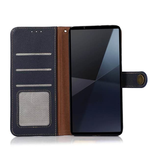 Lompakkokotelo 3-kortti nahkaa RFID Sony Xperia 10 VI - Sininen