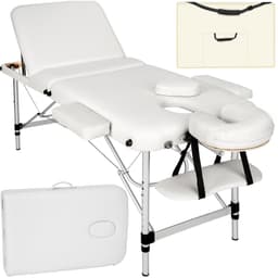 Massagebriks i aluminium med 3 zoner, 5cm polstring + taske - hvid