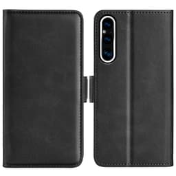 SKALO Sony Xperia 1 V Premium Wallet Flip Cover - Sort