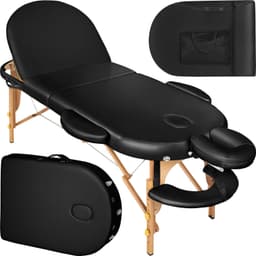 tectake 3-zons massagebänk Sawsan oval med 5 cm stoppning och träram - svart