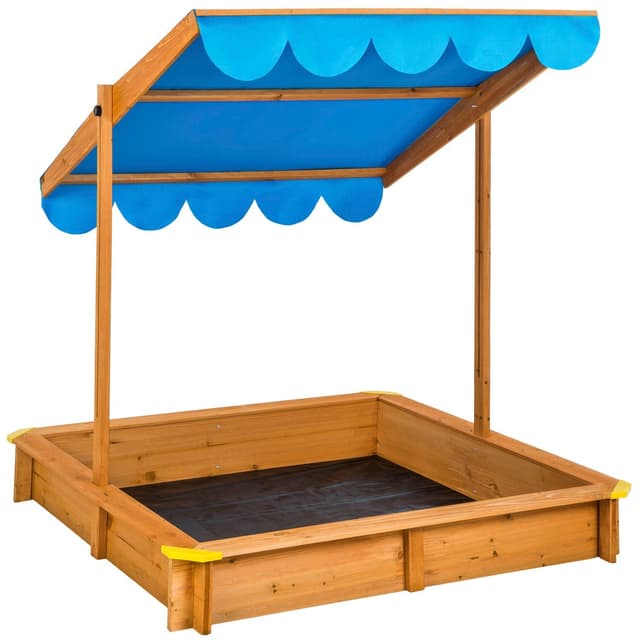 tectake Sandlåda med justerbart tak 120 x 120 x 120 cm Blå - Elgiganten