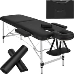 tectake Massagebänk med 2 zoner - Inkluderar Bolster, bärväska och avtagbara huvud- och armkuddar - svart