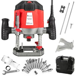 tectake Överhandsfräs 1200W inklusive tillbehör - röd