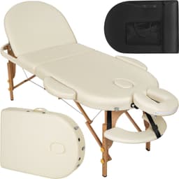 tectake 3-zons massagebänk Sawsan oval med 5 cm stoppning och träram - beige