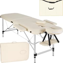Massagebriks i aluminium med 2 zoner, polstring + taske - beige