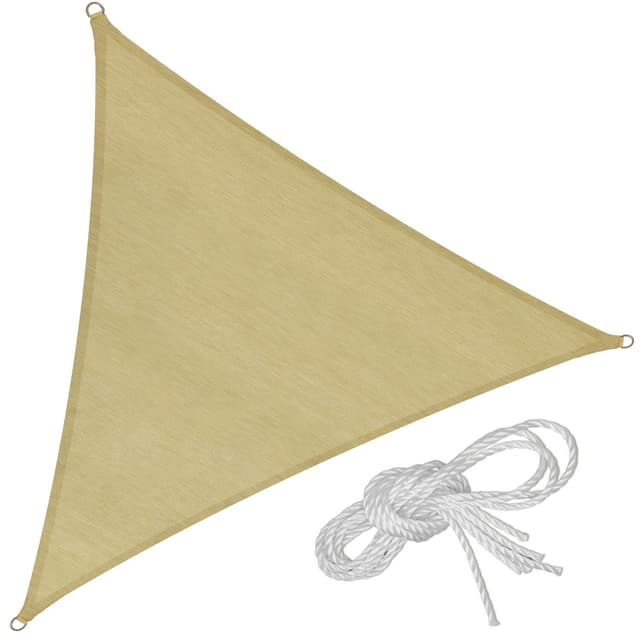 tectake Solsegel i polyeten trekantigt, beige - 360 x 360 x 360 cm