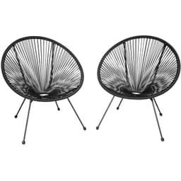 tectake 2 trädgårdsstolar Gabriella Retro i Acapulco-stil - svart