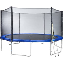 tectake Trampolin med sikkerhedsnet 425 x 425 x 260 cm Sort/Blå