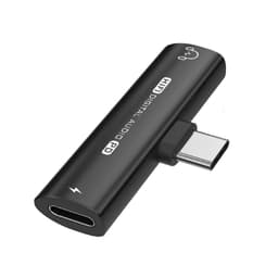 USB-C til 3,5 mm adapter for hodetelefoner og lader Sort