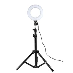 Roterbar selfie på stativ med LED-lys, 25 cm - sort