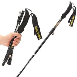 Sammenklappelig vandrestav i fem undersektioner, sort aluminium