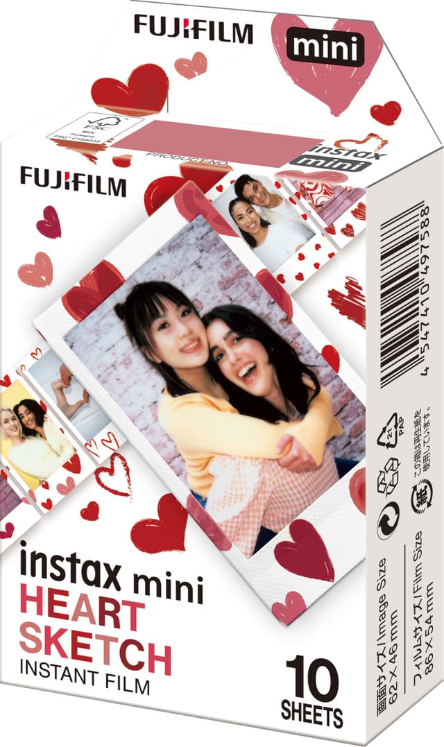 Fujifilm Instax Mini Heart Sketch snabbfilm (10-pack)
