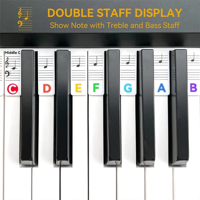 Aftagelige klaver- og keyboardetiketter 61 tangenter MultiColor   MultiColor
