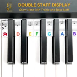 Avtakbare note-etiketter til piano og keyboard, 61 tangenter Flerfarget   Flerfarget