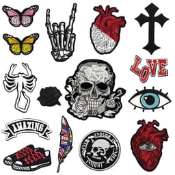 Strykplåster för reparationslappar för klädtyg Punk serie
