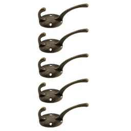 5-pak tøjkroge og skruer i gammeldags design Bronze