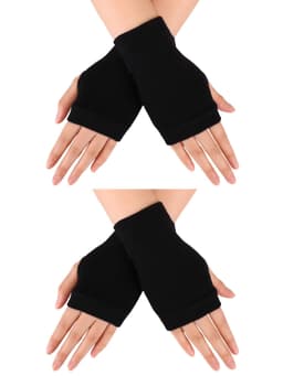 2 par vintervarme stretchy halvfingerhansker Sort