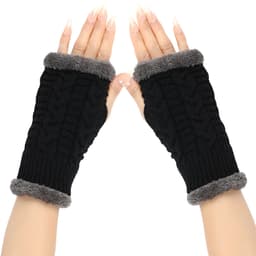 Vintervarme stretchy halvfingerhansker unisex Sort
