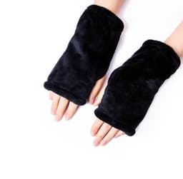 Halvfinger flanell varme hansker Sort