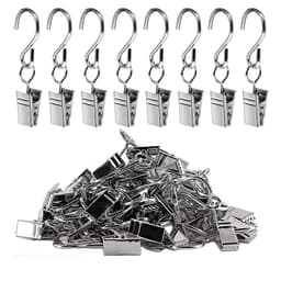 Gardinklämmor med S-Krokar, 20-pack Silver