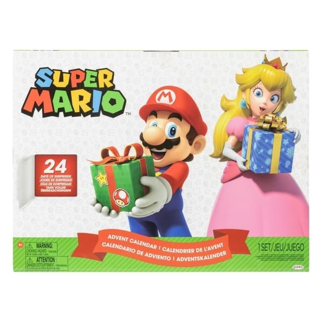 JAKKS Pacific Super Mario adventskalender 2,5 tommers figurer og tilbehør med høytidstema