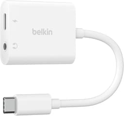 Belkin RockStar 3,5 mm Audio + USB-C lataussovitin (valkoinen)