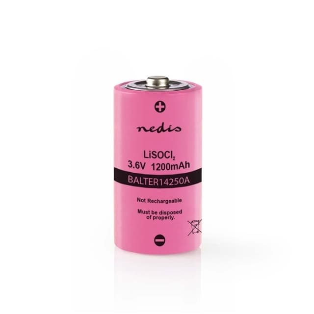 Nedis Lithiumthionylchloridbatteri ER14250 | 3.6 V DC | Lithiumthionylchlorid | 1200 mAh | 1-Blister | ER14250 | Solder wire | Pink