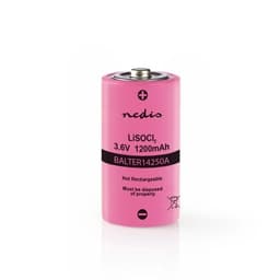 Nedis Litium Tionylklorid Batteri ER14250 | 3.6 V DC | Litium-Tionylklorid- | 1200 mAh | 1-Blister | ER14250 | Lödkabel | Rosa