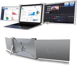 NÖRDIC Dubbla bärbara 15"" skärmar med teleskopstativ för bärbar dator 15""-17.3"", FHD 1080P IPS Plug and Play, Windows/MacOS/PS/XBOX