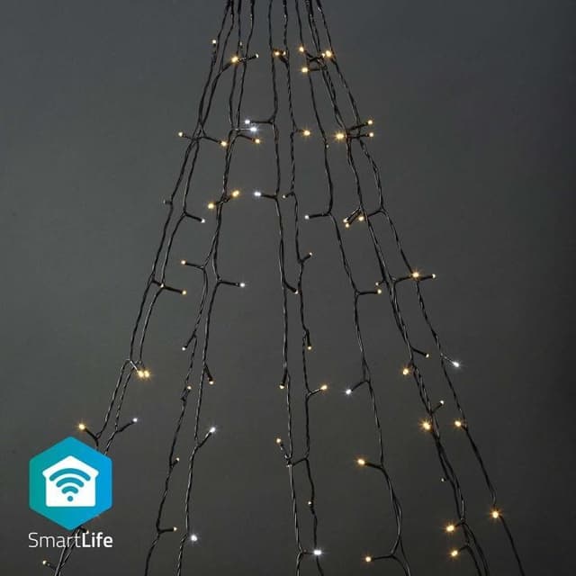 Nedis SmartLife Julelys | Tre | Wi-Fi | Varm til avkjølt hvitt | 200 LED's | 20.0 m | 10 x 2 m | Android™ / IOS