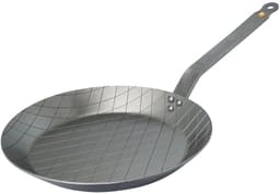 De Buyer Mineral B Element-stekpanna med räfflat mönster, tillverkad av kolstål, 28 cm