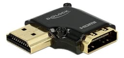 Delock HDMI-sovitin, 19-pin na-ur, kulmaliitin 90° vasemmalle, musta