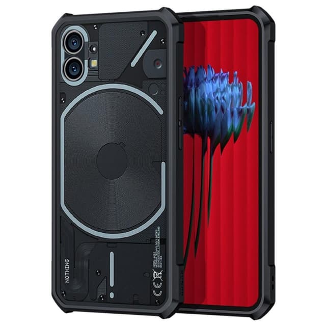 SKALO Nothing Phone (1) Stødsikker Clear Hybrid Cover - Sort