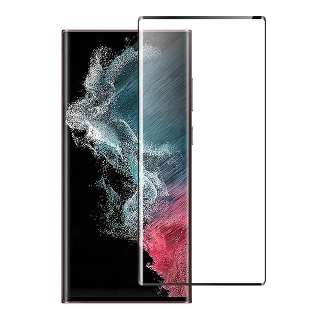 2-PACK SKALO Samsung S23 Ultra Heltäckande Skärmskydd Härdat Glas - Svart