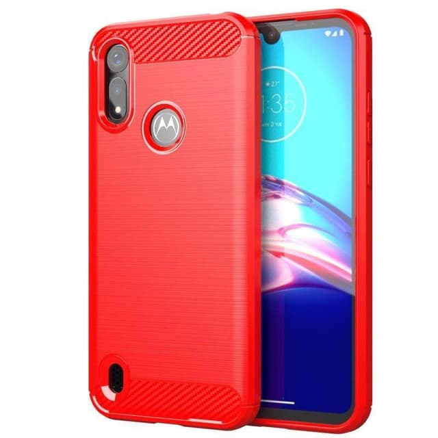 SKALO Motorola Moto E6i Armor Carbon Stöttåligt TPU-skal - Röd