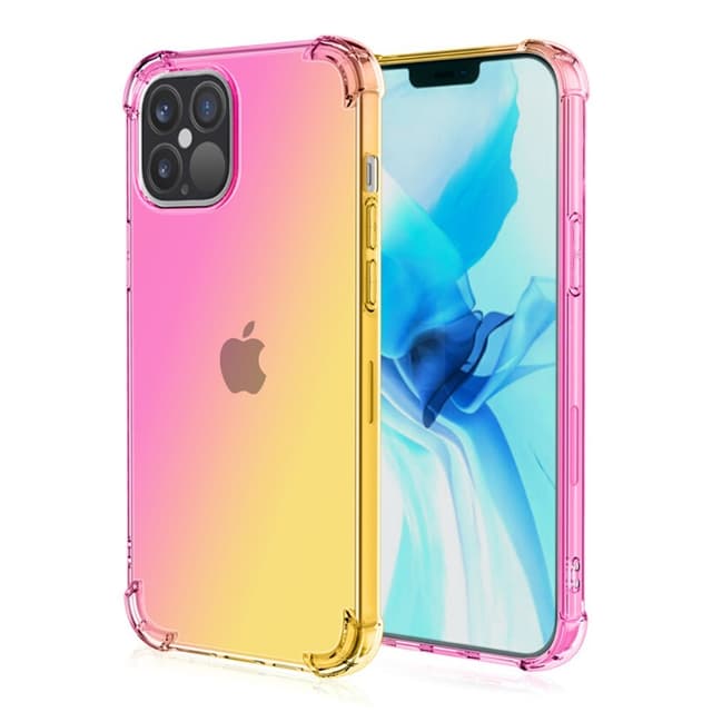 SKALO iPhone 15 Gradientti Erittäin vahva TPU-kuori - Pinkki/Keltainen