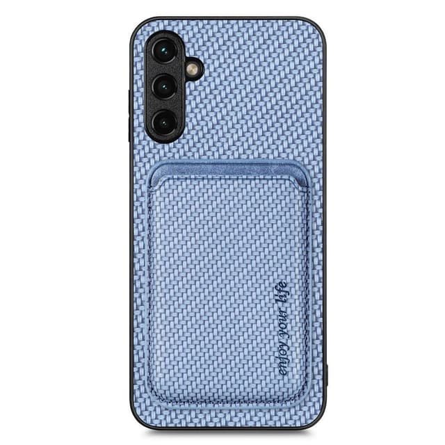 SKALO Samsung A54 5G Carbon Fiber Suojakuori korttipidikkeellä - Sininen