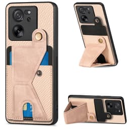 SKALO Xiaomi 13T/13T Pro Carbon Fiber Skal med Korthållare - Rosa