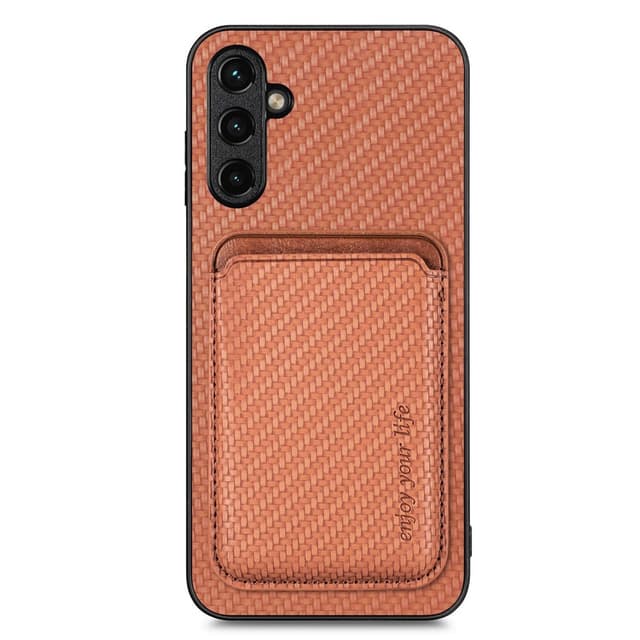 SKALO Samsung A54 5G Carbon Fiber Cover med kortholder - Brun