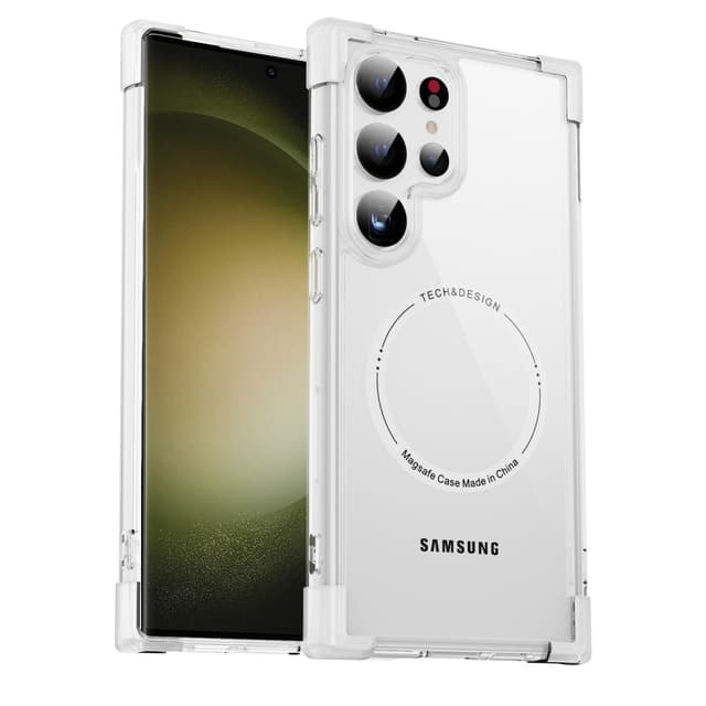 SKALO Samsung S24 Ultra Erittäin vahva magneettinen rengas Bumper TPU-kuori - Valkoinen