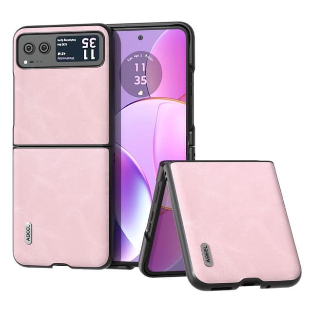 SKALO Motorola Razr 40 5G ABEEL PU-Läder Fold Skal - Rosa