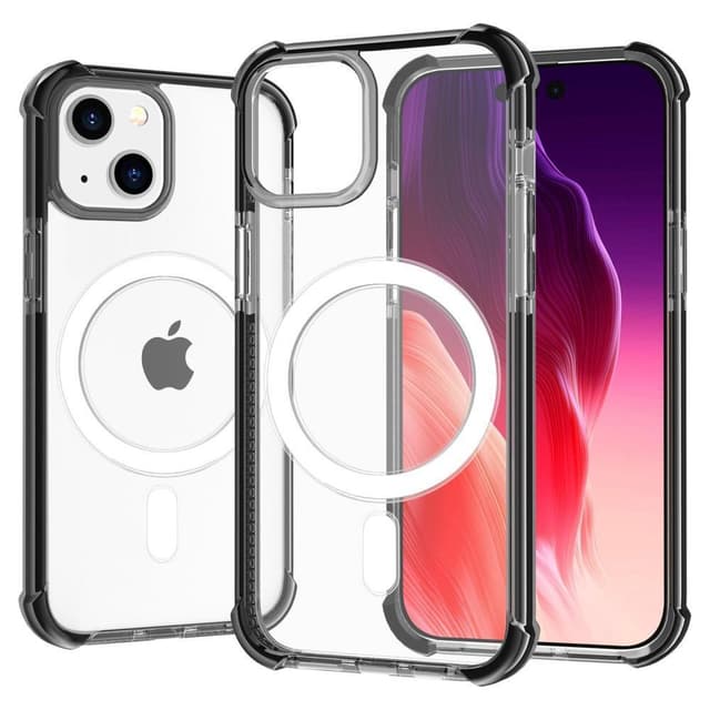 SKALO iPhone 15 Erittäin vahva magneettinen rengas Bumper TPU-kuori - Musta