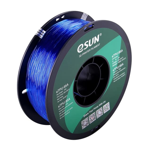 eSUN eTPU 1.75 mm 1 kg - Gennemsigtig blå