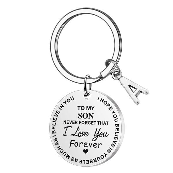 Rund nyckelbricka ""To my son"" - Silver