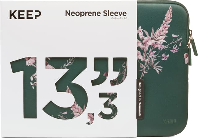 KEEP 13,3" Neopreneetui til bærbar PC (Power Green Flower)